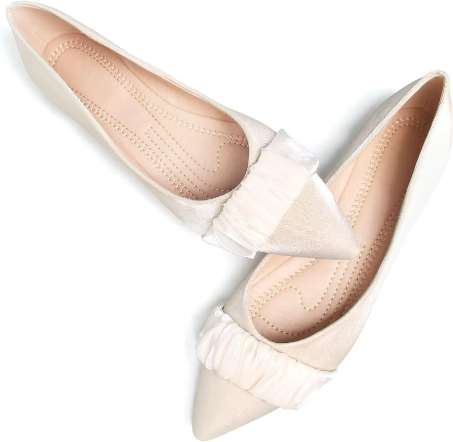 SAILING LU Dress Flats Bow-Knot Shoes Women Dressy Pointed Toe Bridal Shoes for Wedding Comfortable Loafers Slip-ons