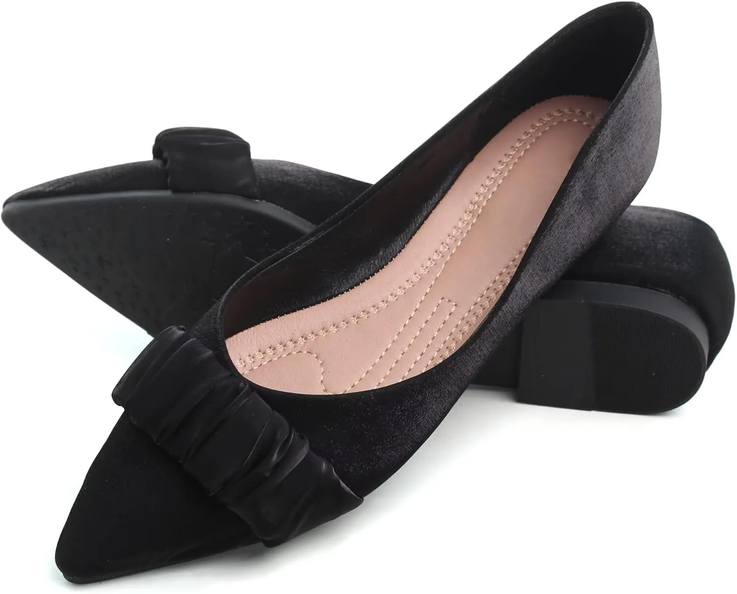 SAILING LU Dress Flats Bow-Knot Shoes Women Dressy Pointed Toe Bridal Shoes for Wedding Comfortable Loafers Slip-ons