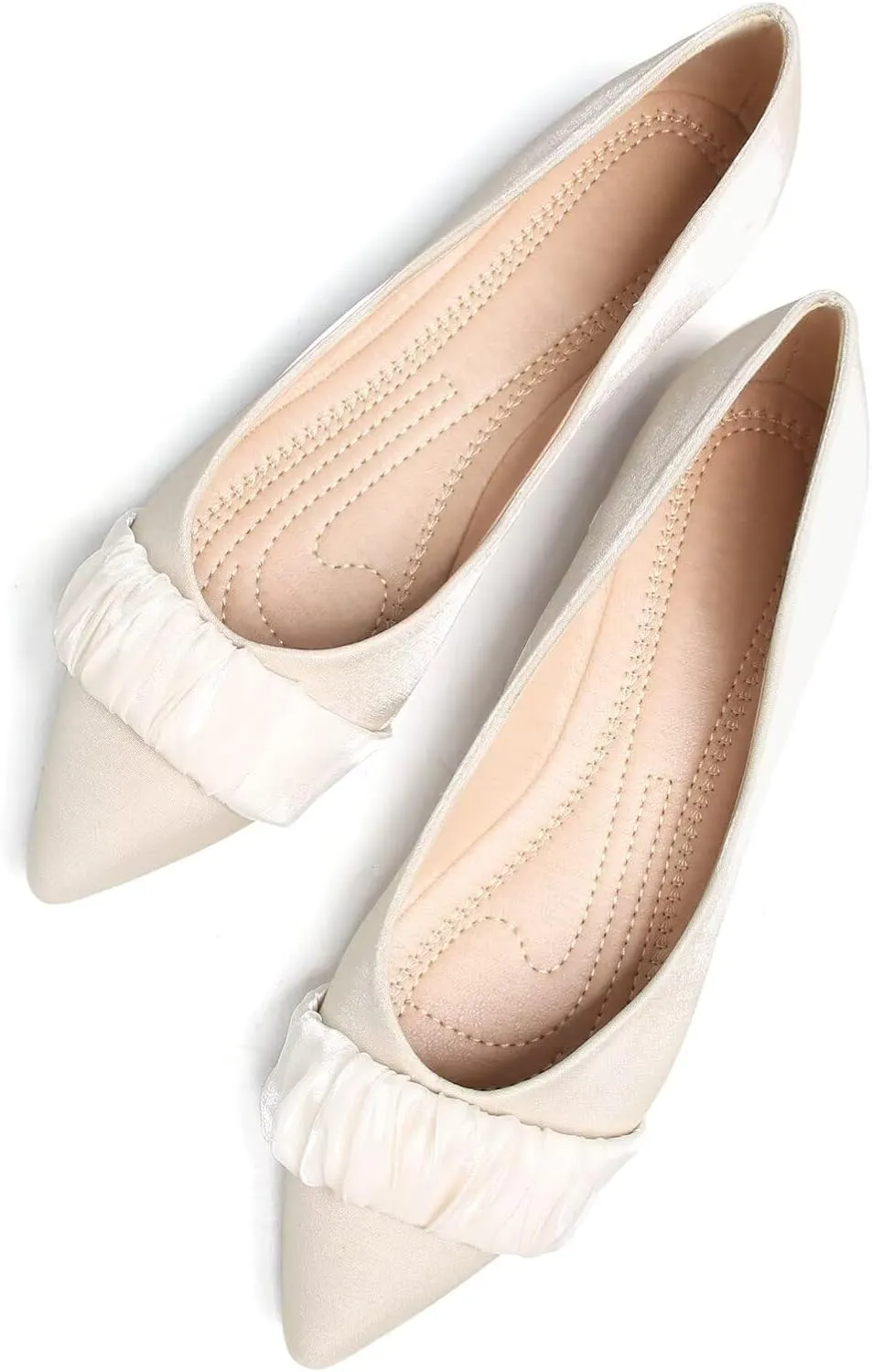 SAILING LU Dress Flats Bow-Knot Shoes Women Dressy Pointed Toe Bridal Shoes for Wedding Comfortable Loafers Slip-ons