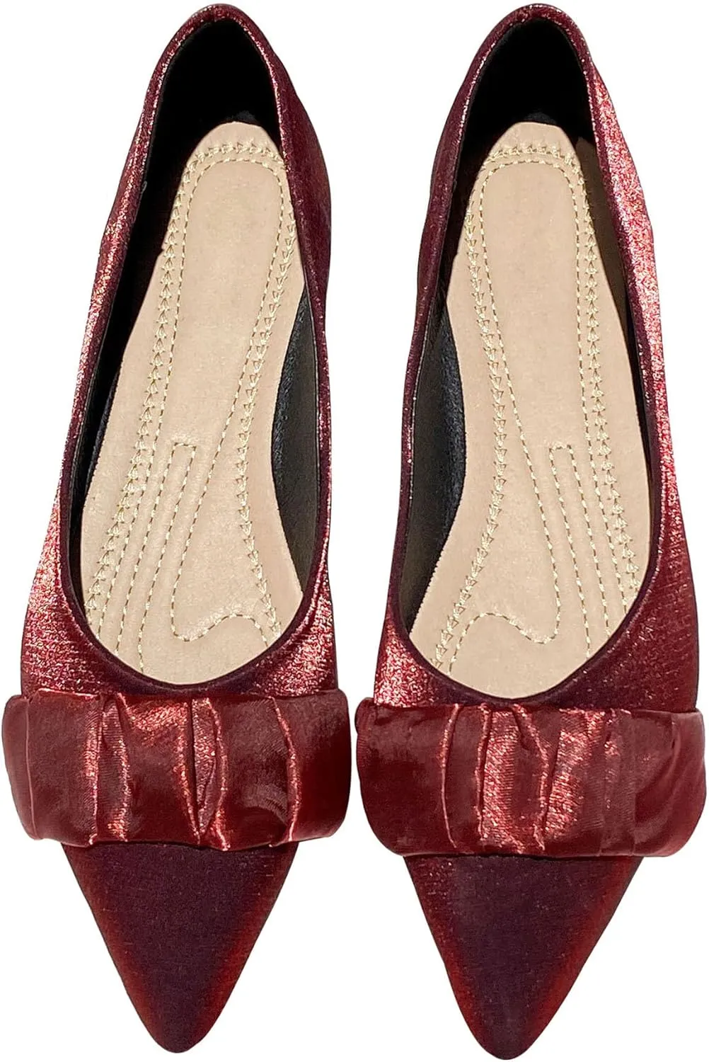 SAILING LU Dress Flats Bow-Knot Shoes Women Dressy Pointed Toe Bridal Shoes for Wedding Comfortable Loafers Slip-ons