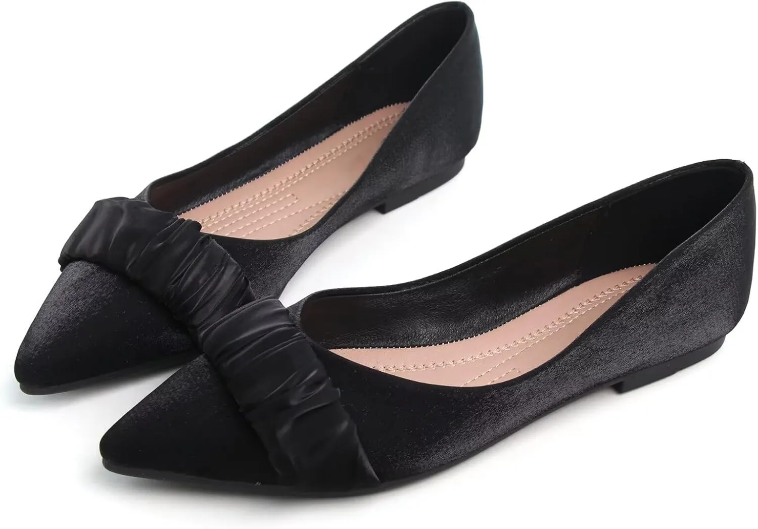 SAILING LU Dress Flats Bow-Knot Shoes Women Dressy Pointed Toe Bridal Shoes for Wedding Comfortable Loafers Slip-ons
