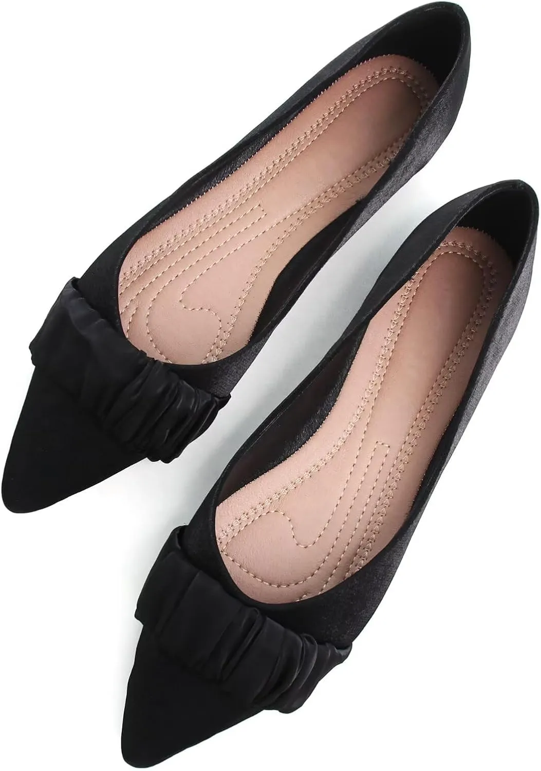 SAILING LU Dress Flats Bow-Knot Shoes Women Dressy Pointed Toe Bridal Shoes for Wedding Comfortable Loafers Slip-ons