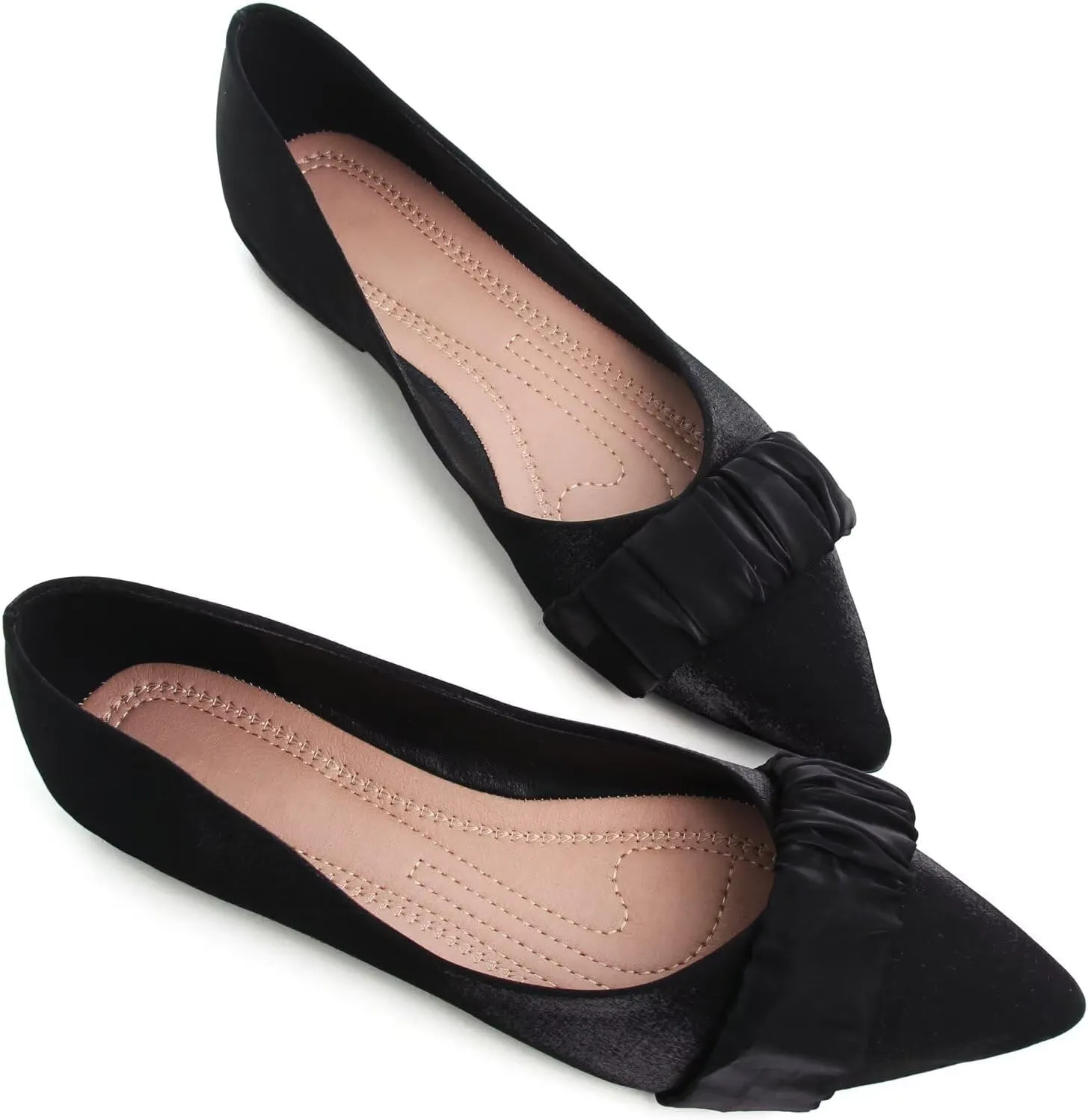 SAILING LU Dress Flats Bow-Knot Shoes Women Dressy Pointed Toe Bridal Shoes for Wedding Comfortable Loafers Slip-ons