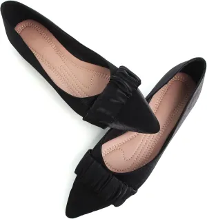 SAILING LU Dress Flats Bow-Knot Shoes Women Dressy Pointed Toe Bridal Shoes for Wedding Comfortable Loafers Slip-ons