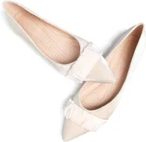 SAILING LU Dress Flats Bow-Knot Shoes Women Dressy Pointed Toe Bridal Shoes for Wedding Comfortable Loafers Slip-ons