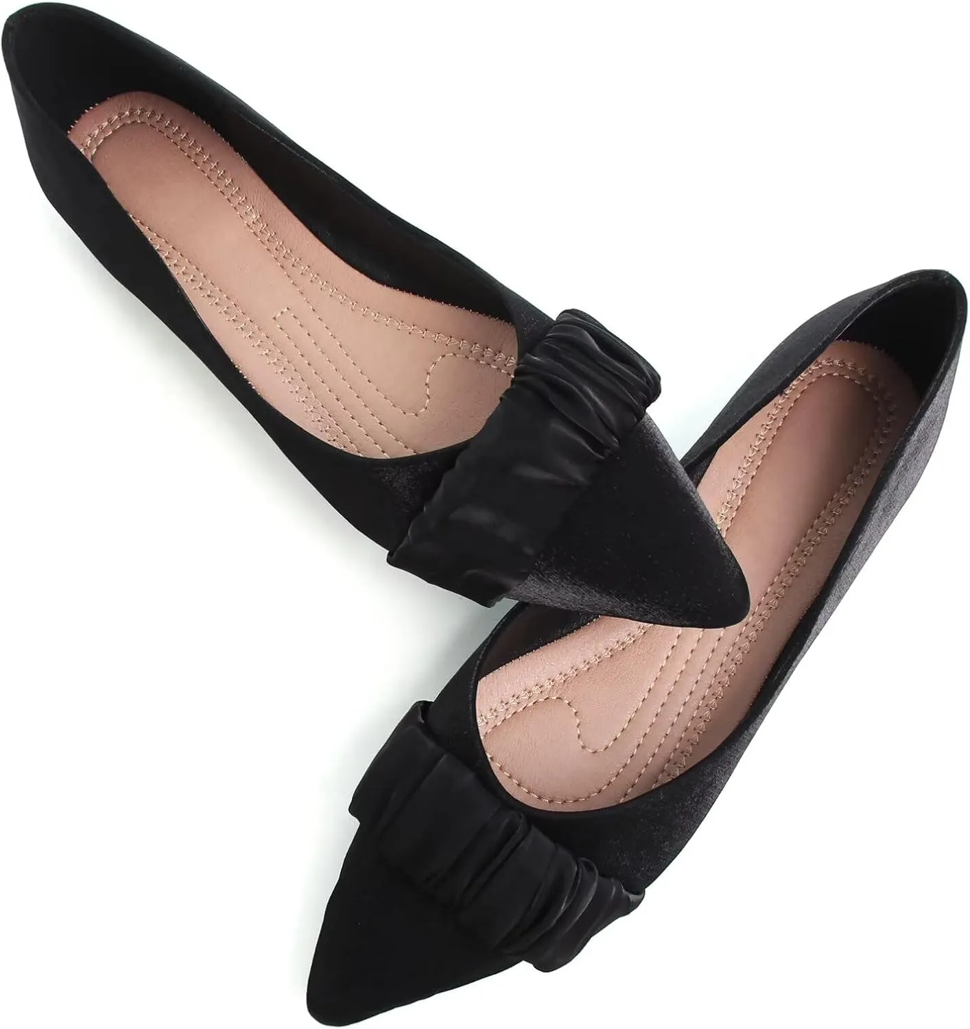 SAILING LU Dress Flats Bow-Knot Shoes Women Dressy Pointed Toe Bridal Shoes for Wedding Comfortable Loafers Slip-ons