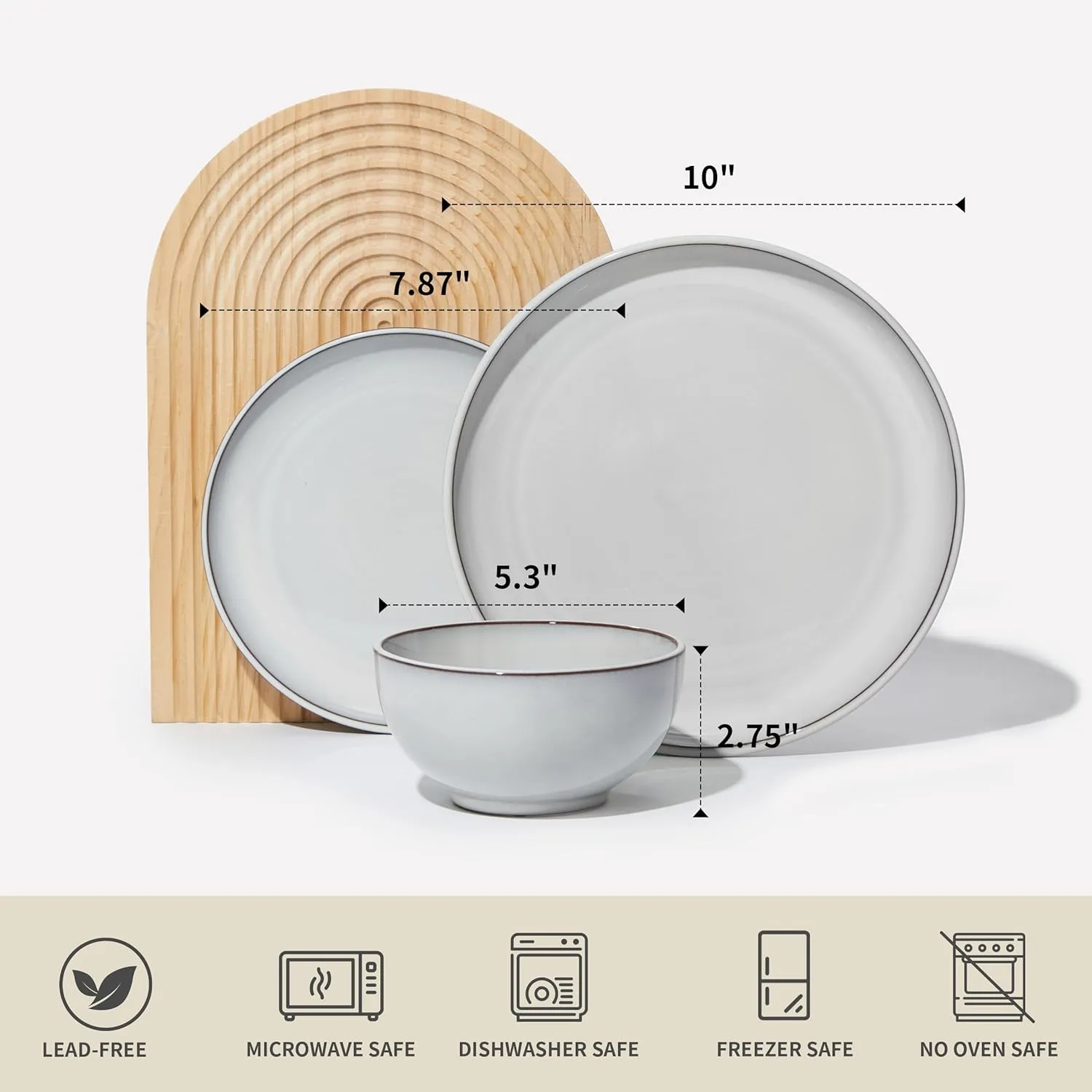 Santorini Mist Terracotta Reactive Glaze Plates and Bowls Sets, Stoneware Dinnerware Sets, Microwave and Dishwasher Safe Ceramic Dish Set Service for 4, Moonstone White