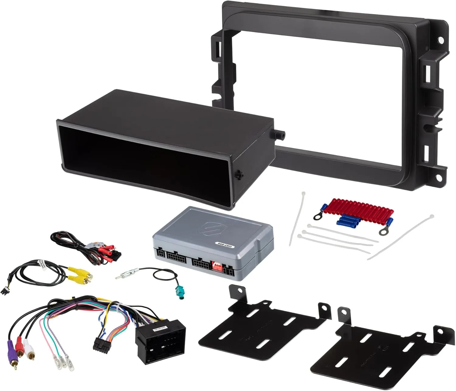Scosche CR1318TRKCS Double DIN Radio Installation Dash Kit with Steering Wheel Control Compatible with Select 2013-2018 RAM 1500-3500 Trucks - Complete Car Stereo Kit - See Images for Vehicle Notes