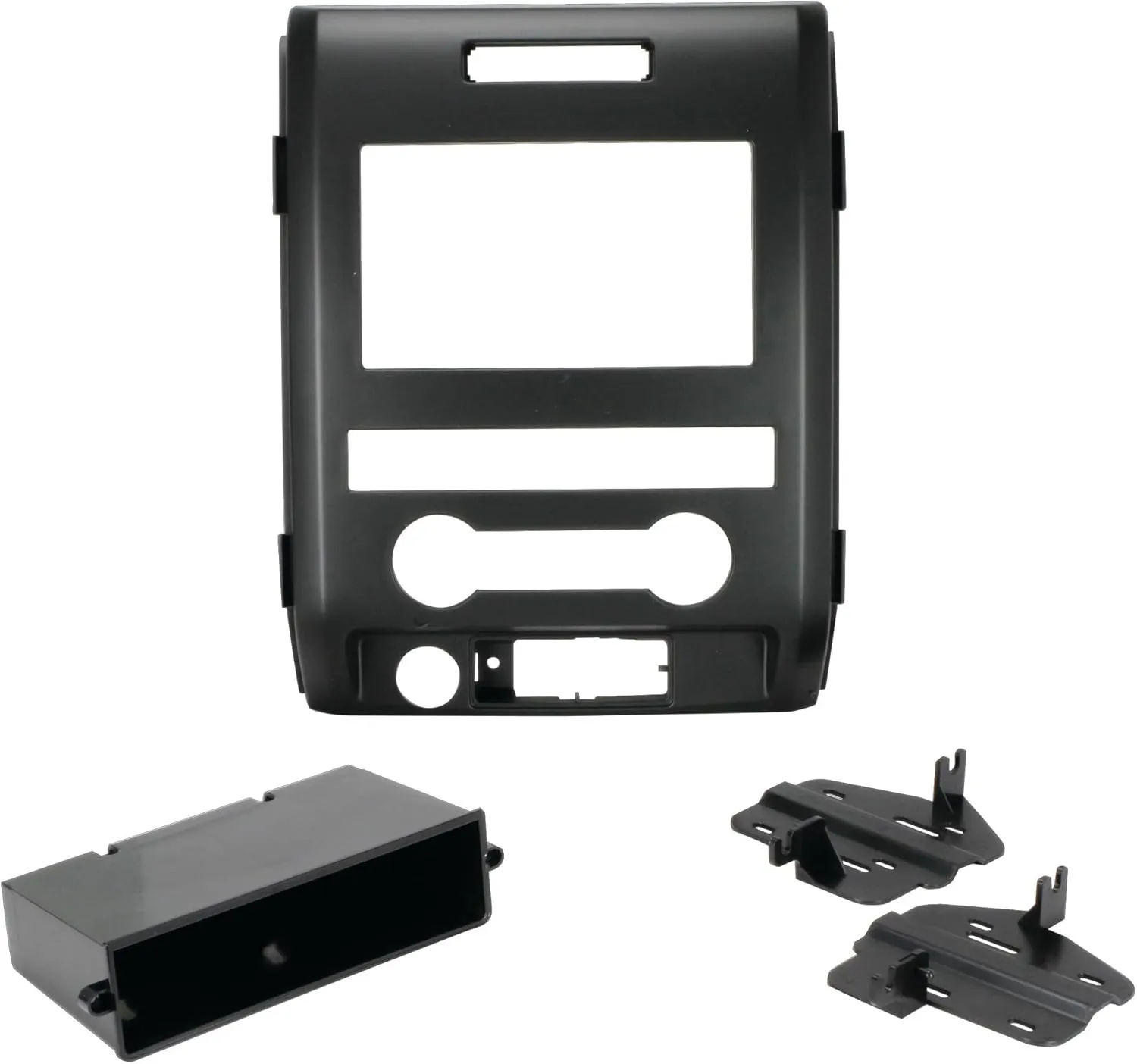 Scosche FD1438B Double DIN or Single DIN with Pocket Radio Installation Dash Kit Compatible with Select 2009-2012 Ford F-150 XL - Aftermarket Car Stereo Install Radio Bracket - See Fit Guide Image