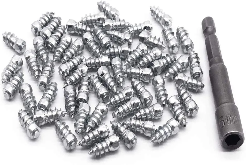 Screw Tire Studs, Marrkey 15mm Anti-Slip Anti-ice Snow Spikes for Car/ATV/SUV/Motorbike/Motorcycle/Forklift/Mini-Loader/Garden Tractors/Racing Car and Other Vehicles with Installation Tool