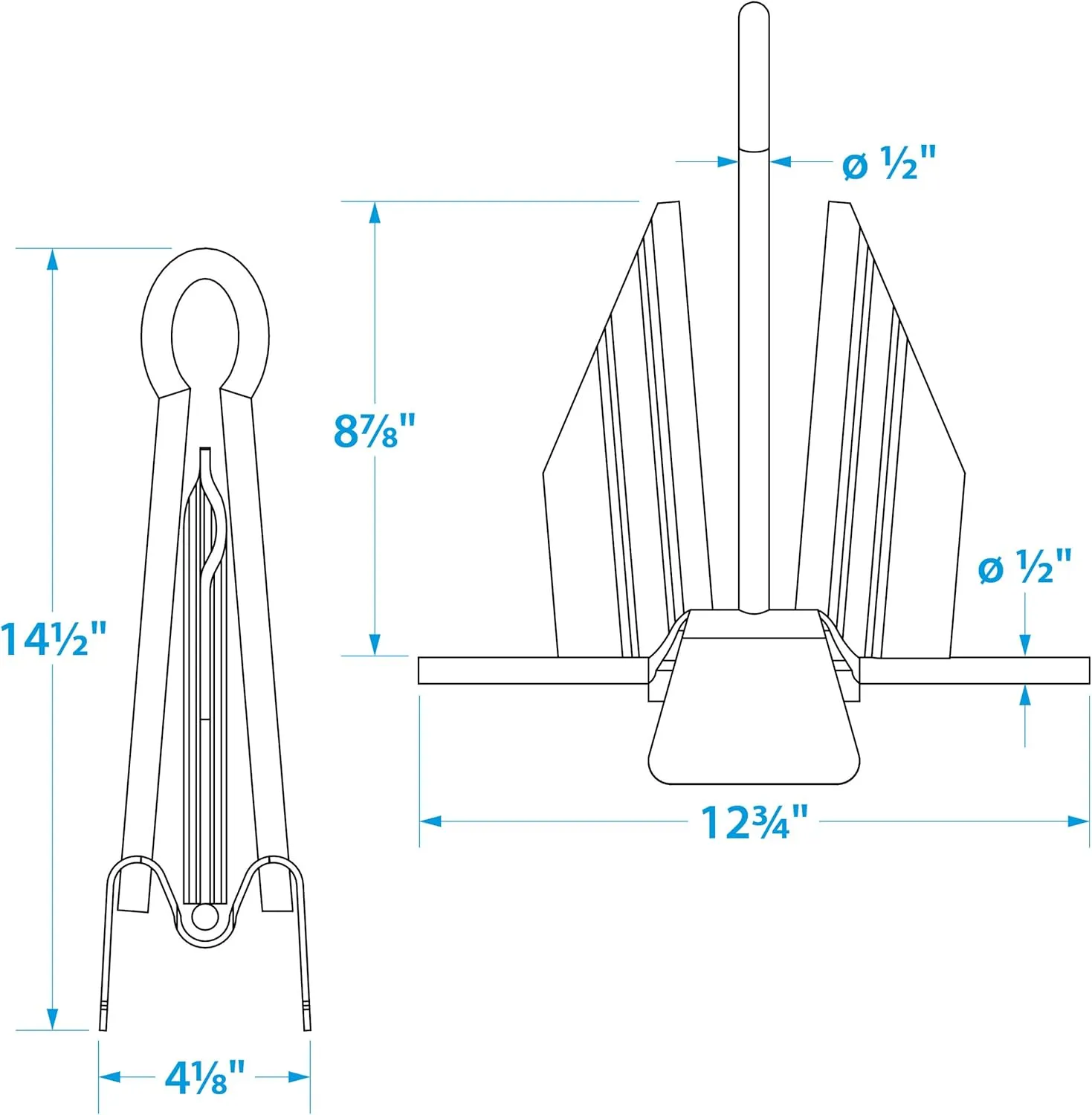 Seachoice Utility Anchor with Slip Ring Shank – Hot-Dipped Galvanized Steel or PVC Coated – Multiple Sizes