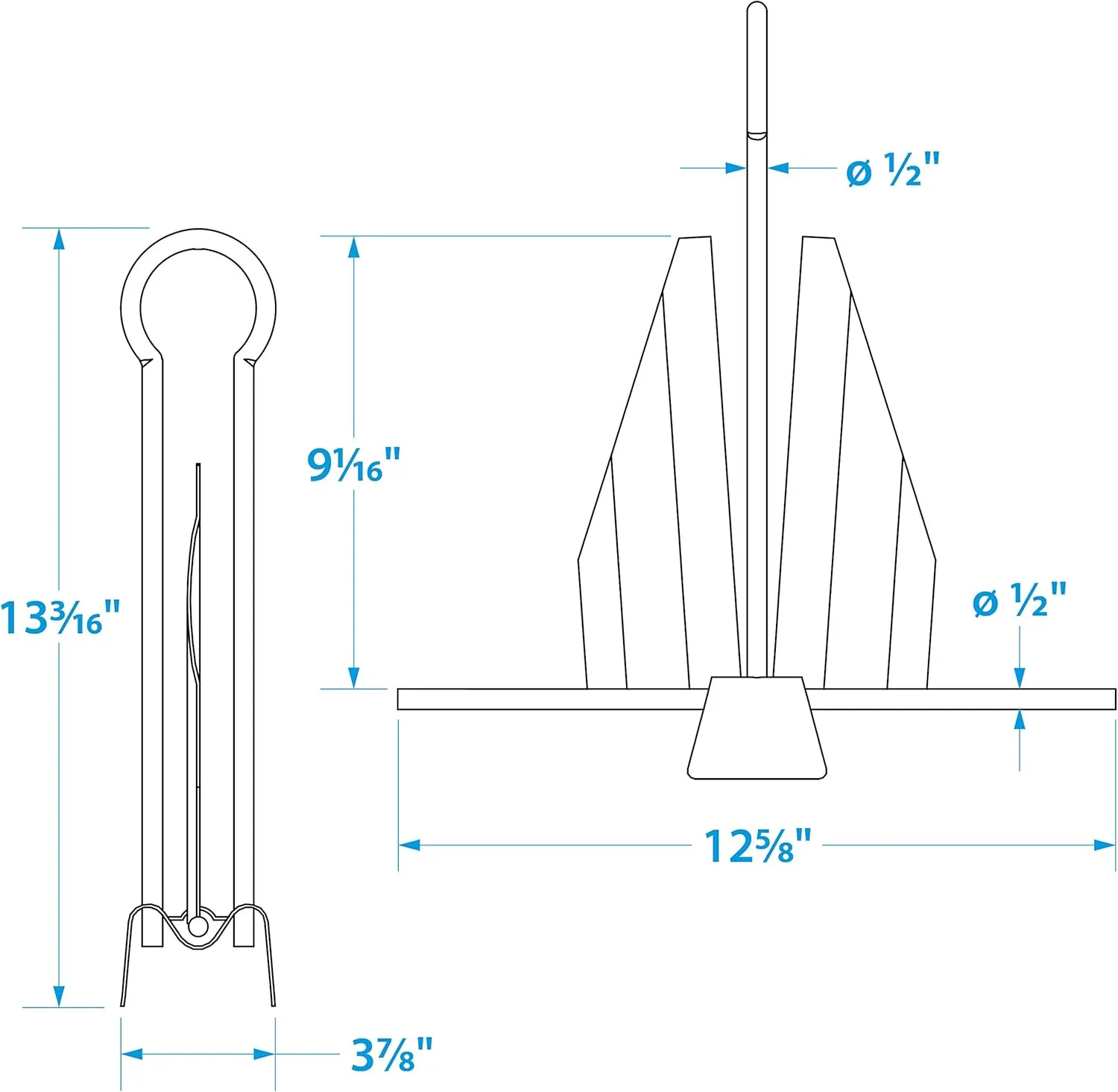 Seachoice Utility Anchor with Slip Ring Shank – Hot-Dipped Galvanized Steel or PVC Coated – Multiple Sizes