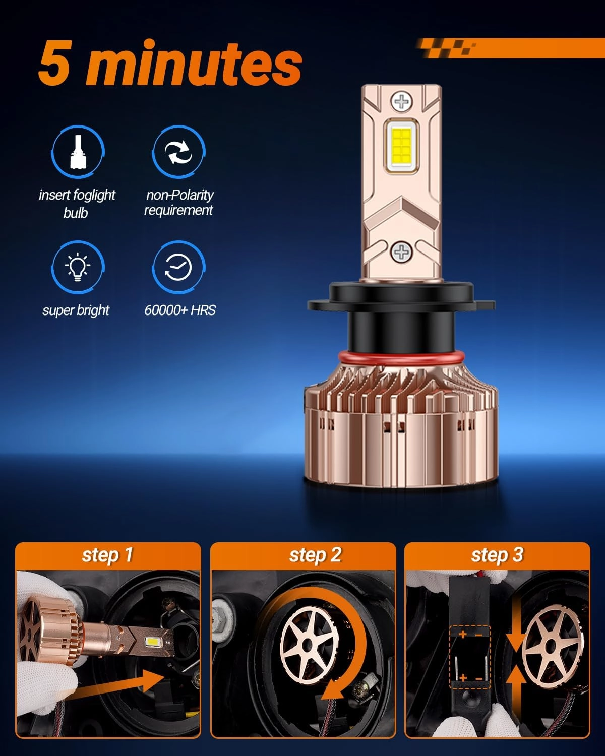 SEALIGHT High Power H7 Driving Bulbs, 900% Brighter 1:1 Design H7 Light Bulbs, 40000 Lumens, 6000K Daylight White, Plug and Play with CANBUS Ready, Pack of 2