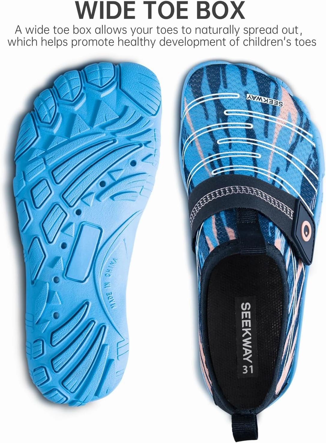 SEEKWAY Barefoot Water Shoes for Kids - Wide Toe Box and Quick-Dry Sand Shoes Toddler for Hiking Swim Beach Pool Kayak Sport Accessories, Camping Essentials Must-Haves for Boys Girls Sizes
