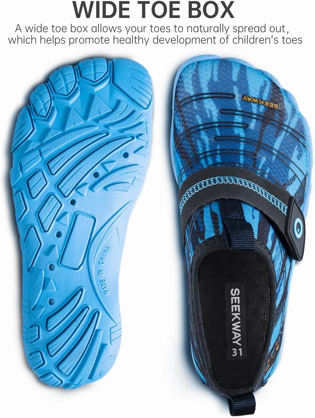 SEEKWAY Barefoot Water Shoes for Kids - Wide Toe Box and Quick-Dry Sand Shoes Toddler for Hiking Swim Beach Pool Kayak Sport Accessories, Camping Essentials Must-Haves for Boys Girls Sizes