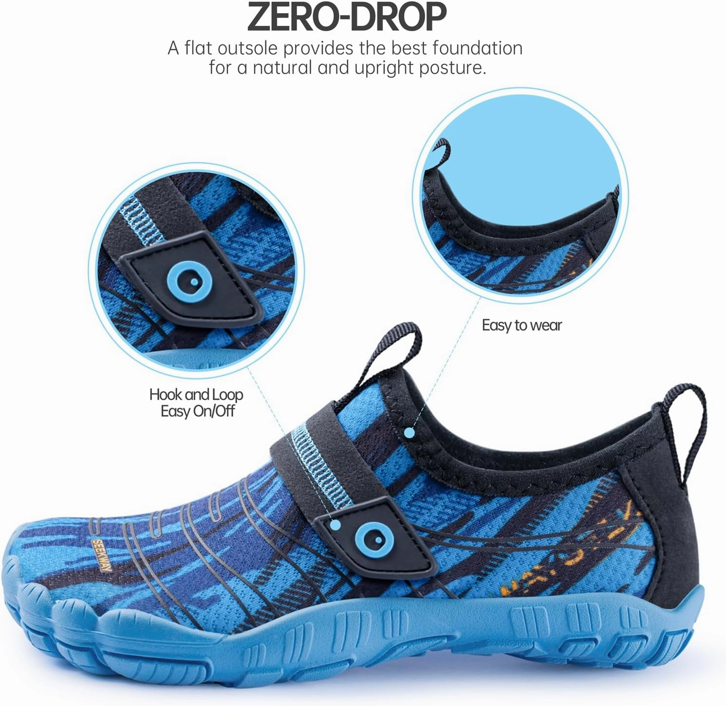 SEEKWAY Barefoot Water Shoes for Kids - Wide Toe Box and Quick-Dry Sand Shoes Toddler for Hiking Swim Beach Pool Kayak Sport Accessories, Camping Essentials Must-Haves for Boys Girls Sizes