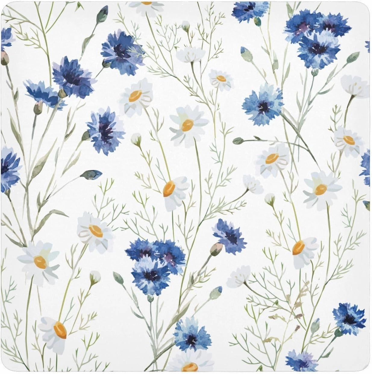 Self-Adhesive Magic Cloth Makeup Bag 21.7 Inch Protective Camera Lens Wrap Multifunctional Magic Storage Cloth Blue and White Daisy