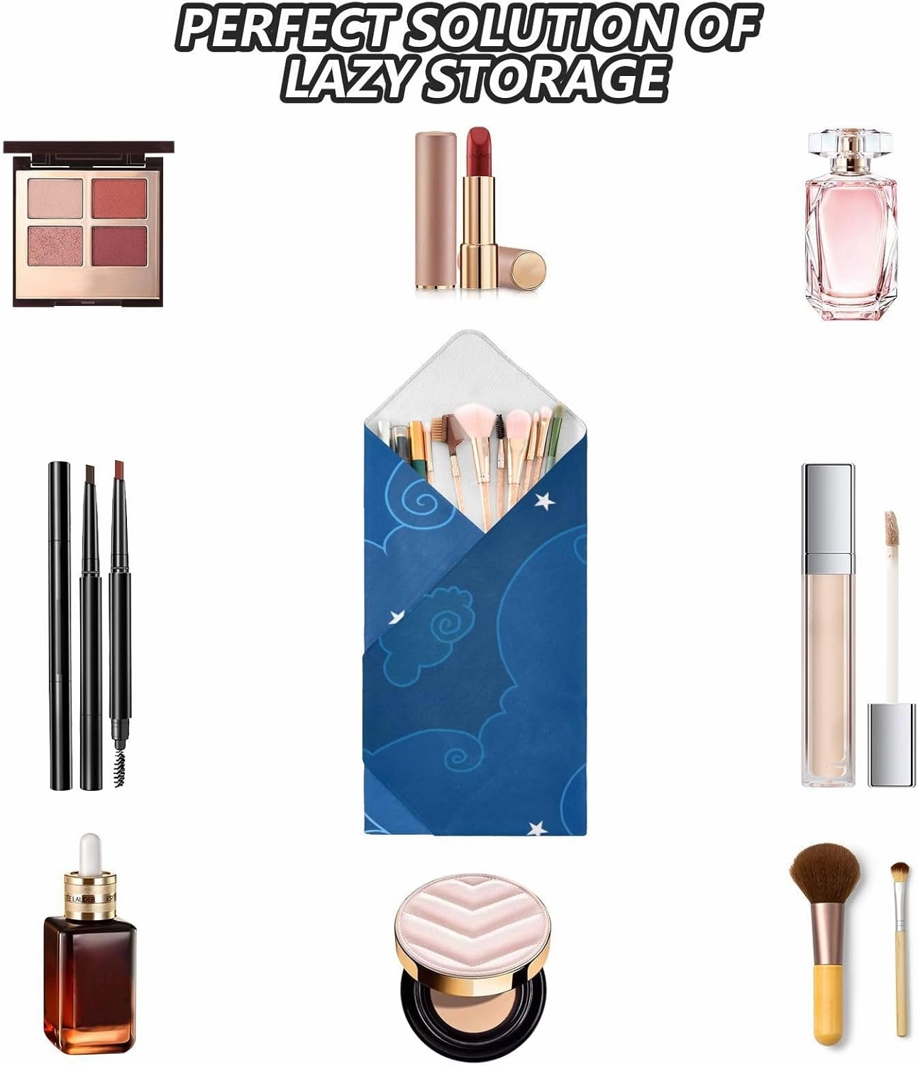 Self-Adhesive Magic Cloth Makeup Bag 21.7 Inch Protective Camera Lens Wrap Multifunctional Magic Storage Cloth Moon Cloud Dark Blue