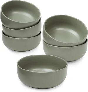 Sheffield Home Large Stoneware Cereal Bowls - Set of 6, 28oz Capacity - Dishwasher & Microwave Safe - 6" Diameter, Stylish & Functional for Everyday Use – Sage
