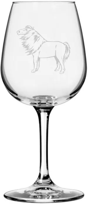 Shetland Pony Body - Alternate Horse Themed Etched All Purpose 12.75oz Wine Glass