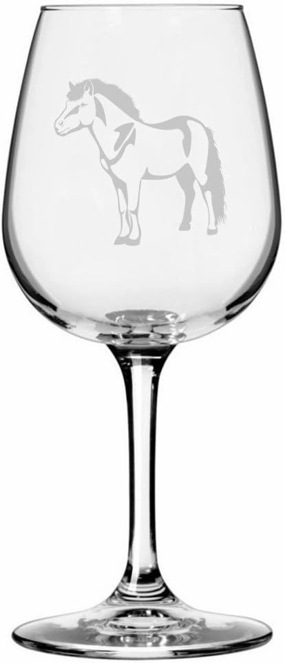 Shetland Pony Body Horse Themed Etched All Purpose 12.75oz Wine Glass