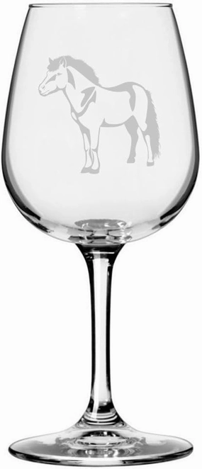 Shetland Pony Body Horse Themed Etched All Purpose 12.75oz Wine Glass