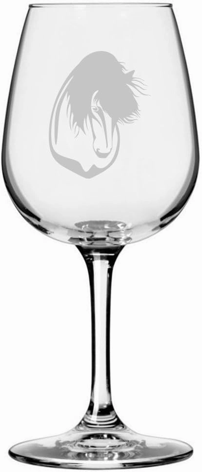 Shetland Pony Face Horse Themed Etched All Purpose 12.75oz Wine Glass