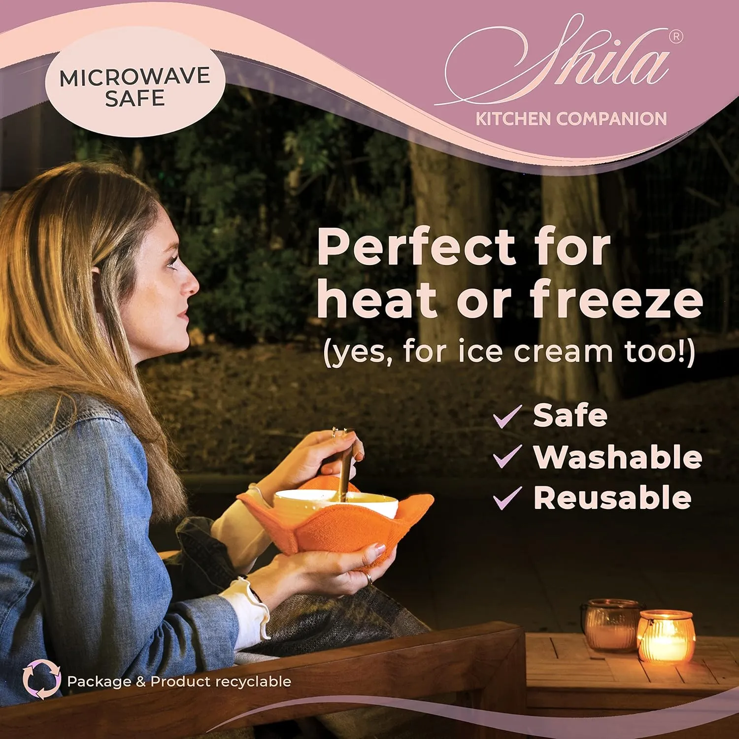 SHILA Bowl Huggers, Multicolor Set of 6, 8 oz Microwave Safe & Dishwasher Safe Silicone Bowl Cozies for Hot Pasta, Soup, Rice & Pasta Bowls