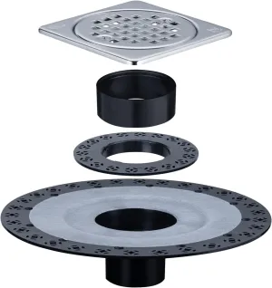 Shower Floor Drain Kit with Vertical ABS 2 Inch Flange, Shower Drain Kit 4" Stainless Steel Grate, Compatible with Schluter Systems kerdi Shower Drain, Chrome Plated