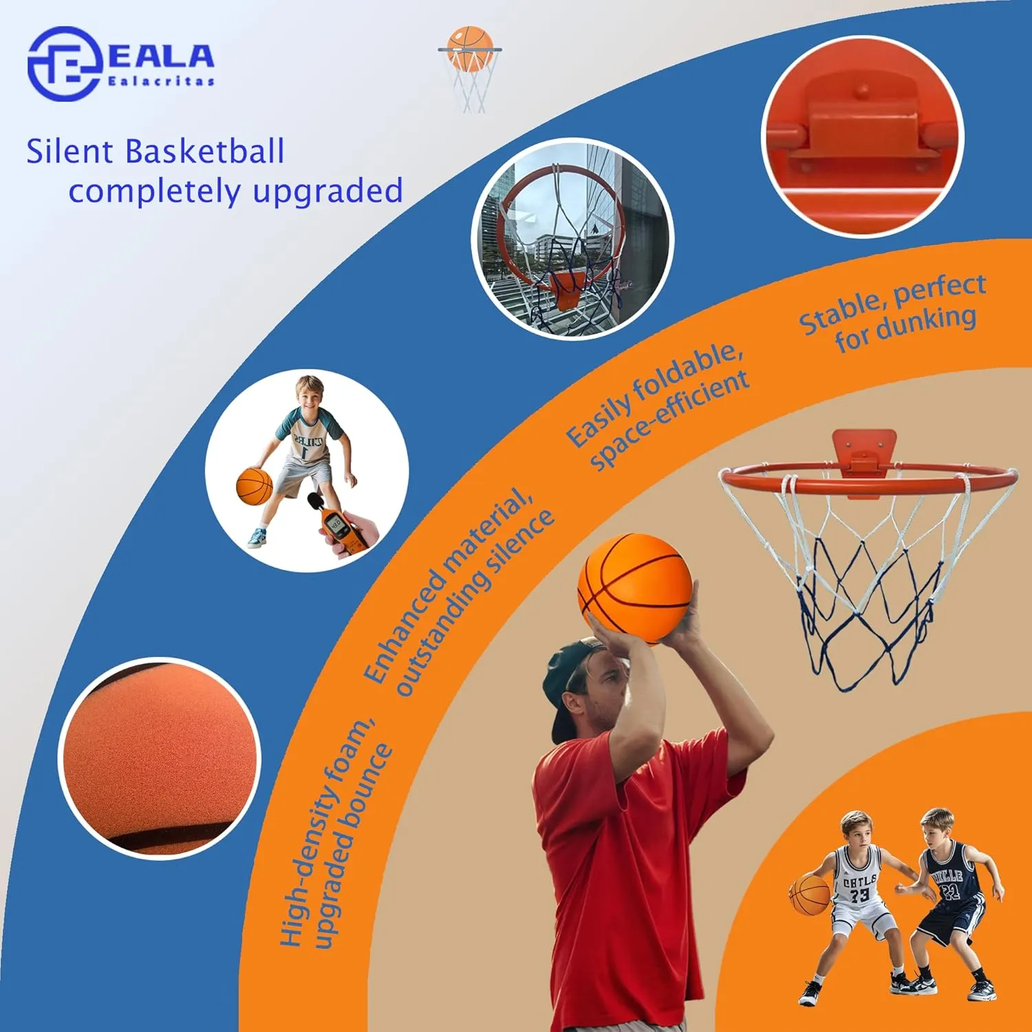 Silent Basketball   Hoop - Durable, Noise-Absorbing Foam for Indoor Dribbling and Shooting Practice - Ideal for Teens and Adults