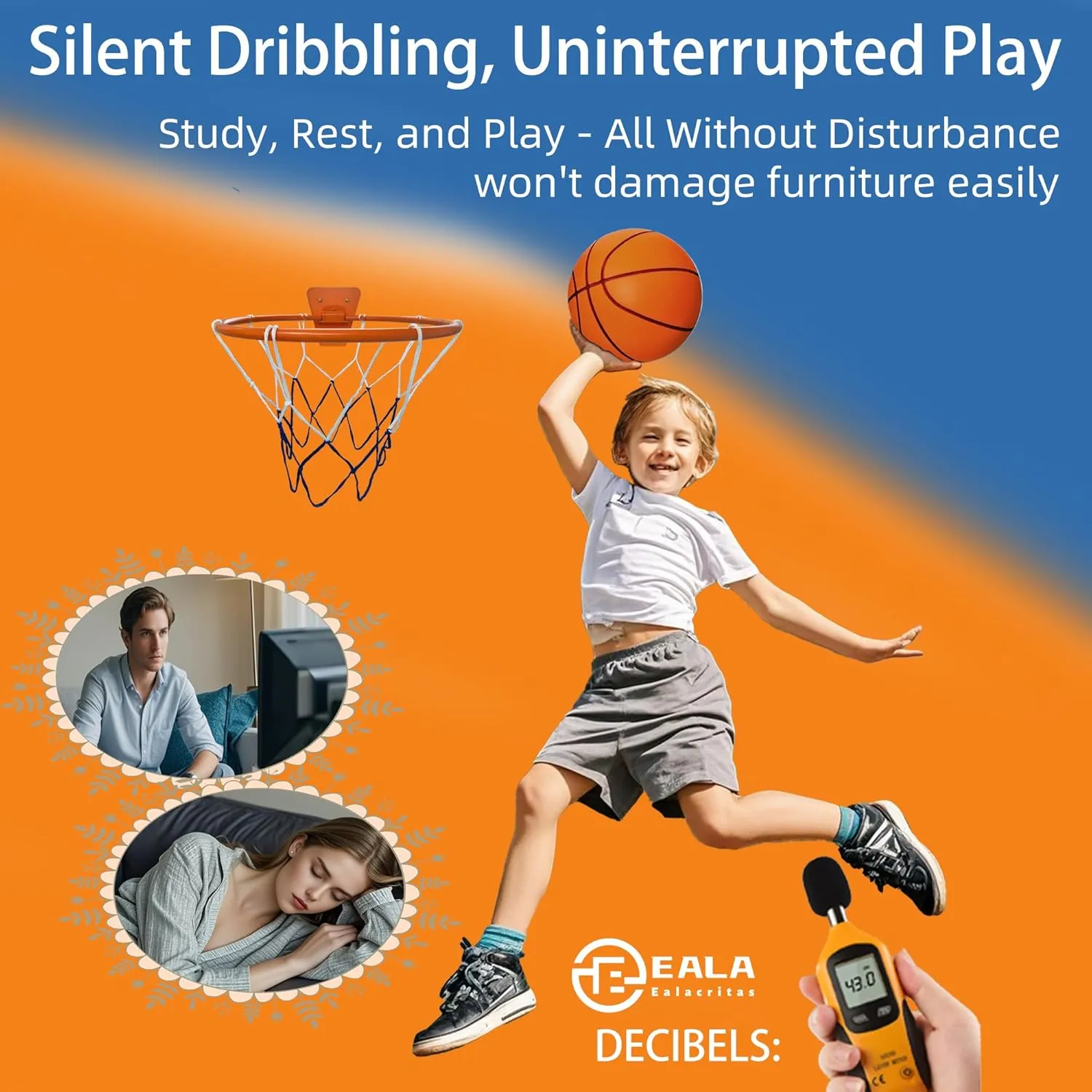 Silent Basketball   Hoop - Durable, Noise-Absorbing Foam for Indoor Dribbling and Shooting Practice - Ideal for Teens and Adults