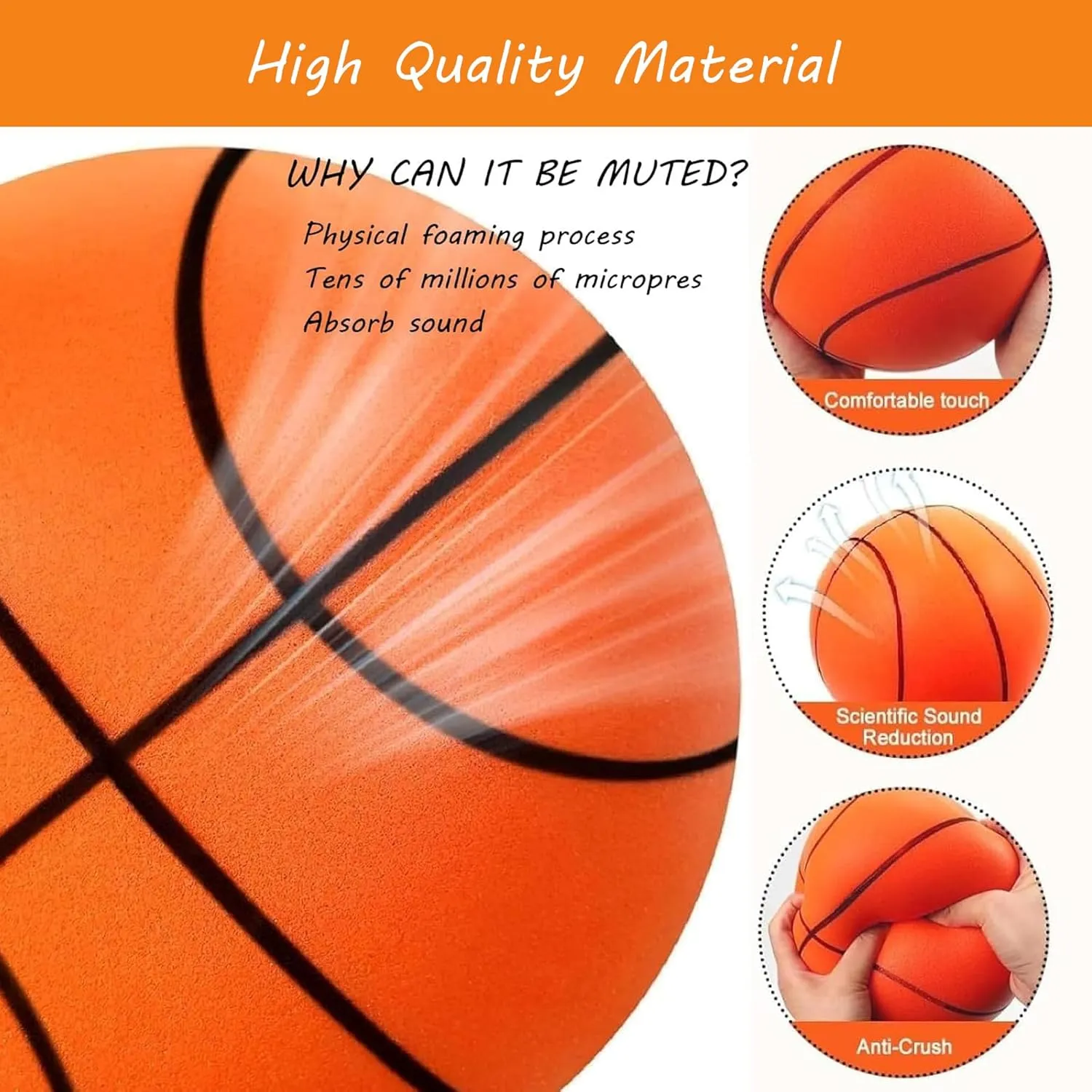 Silent Basketball   Hoop - Durable, Noise-Absorbing Foam for Indoor Dribbling and Shooting Practice - Ideal for Teens and Adults