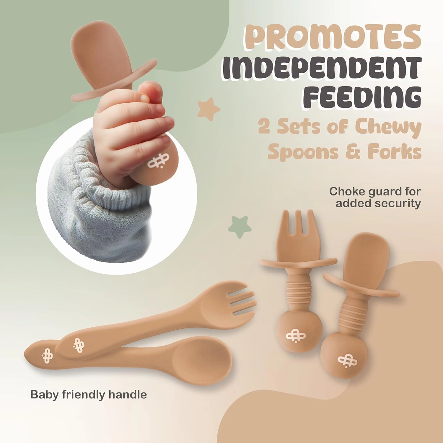 Silicone Baby Feeding Set - Infant Tableware for First Foods & Baby, Led Weaning (0  Months), Easy to Clean, Durable, Perfect for Baby Boy or Girl, Solid Feeding - Ocre - Deluxe