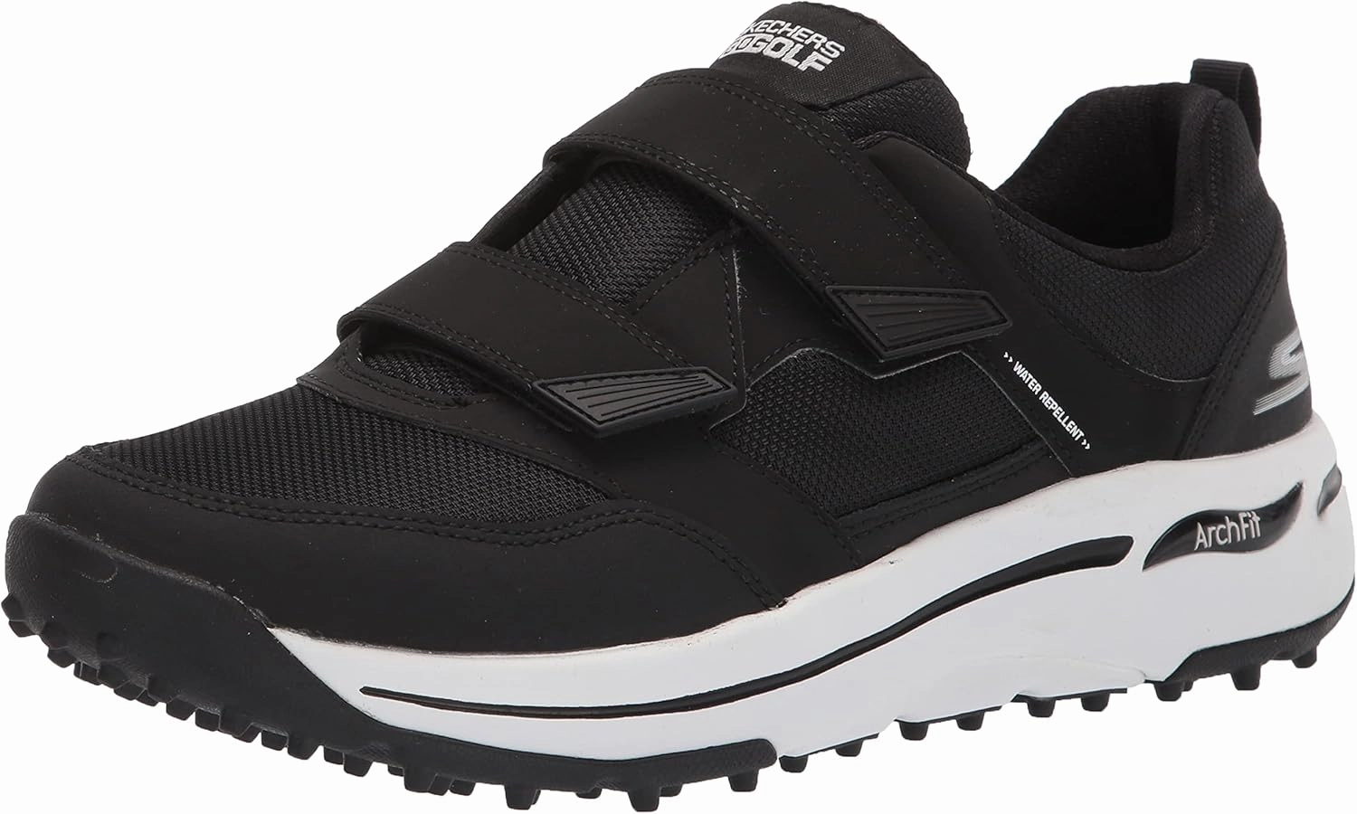 Skechers Women's Arch Fit Golf Shoe, Black/White 2 Strap, 8.5