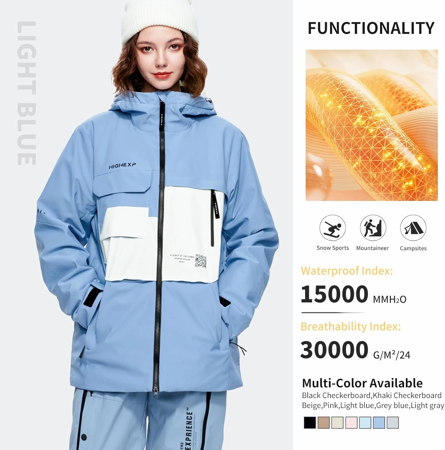 Ski Jacket Snowboard Coat Snow Winter Waterproof Insulated Windproof Baggy Warm Hooded Jacket for Men Women