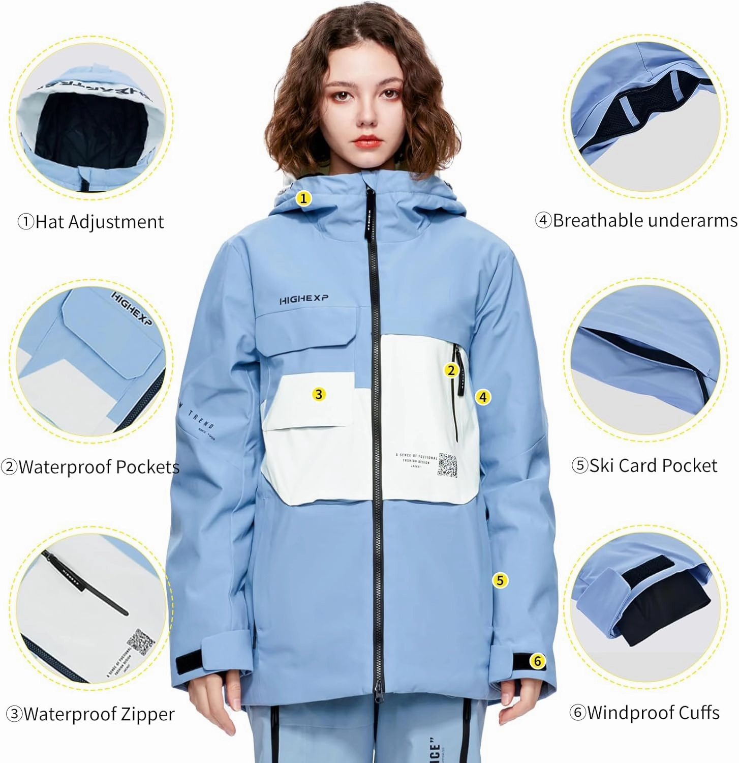 Ski Jacket Snowboard Coat Snow Winter Waterproof Insulated Windproof Baggy Warm Hooded Jacket for Men Women