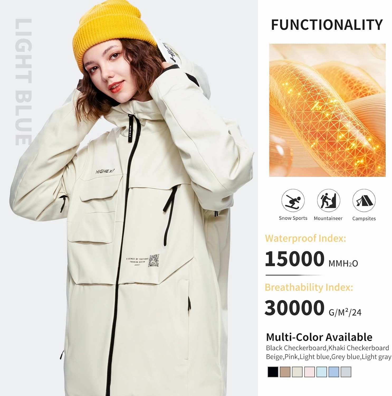Ski Jacket Snowboard Coat Snow Winter Waterproof Insulated Windproof Baggy Warm Hooded Jacket for Men Women