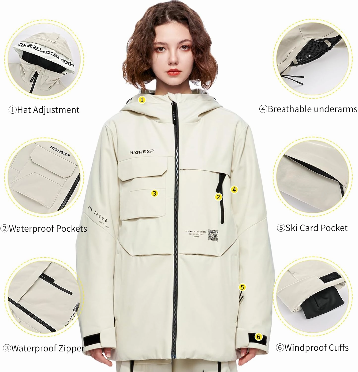 Ski Jacket Snowboard Coat Snow Winter Waterproof Insulated Windproof Baggy Warm Hooded Jacket for Men Women