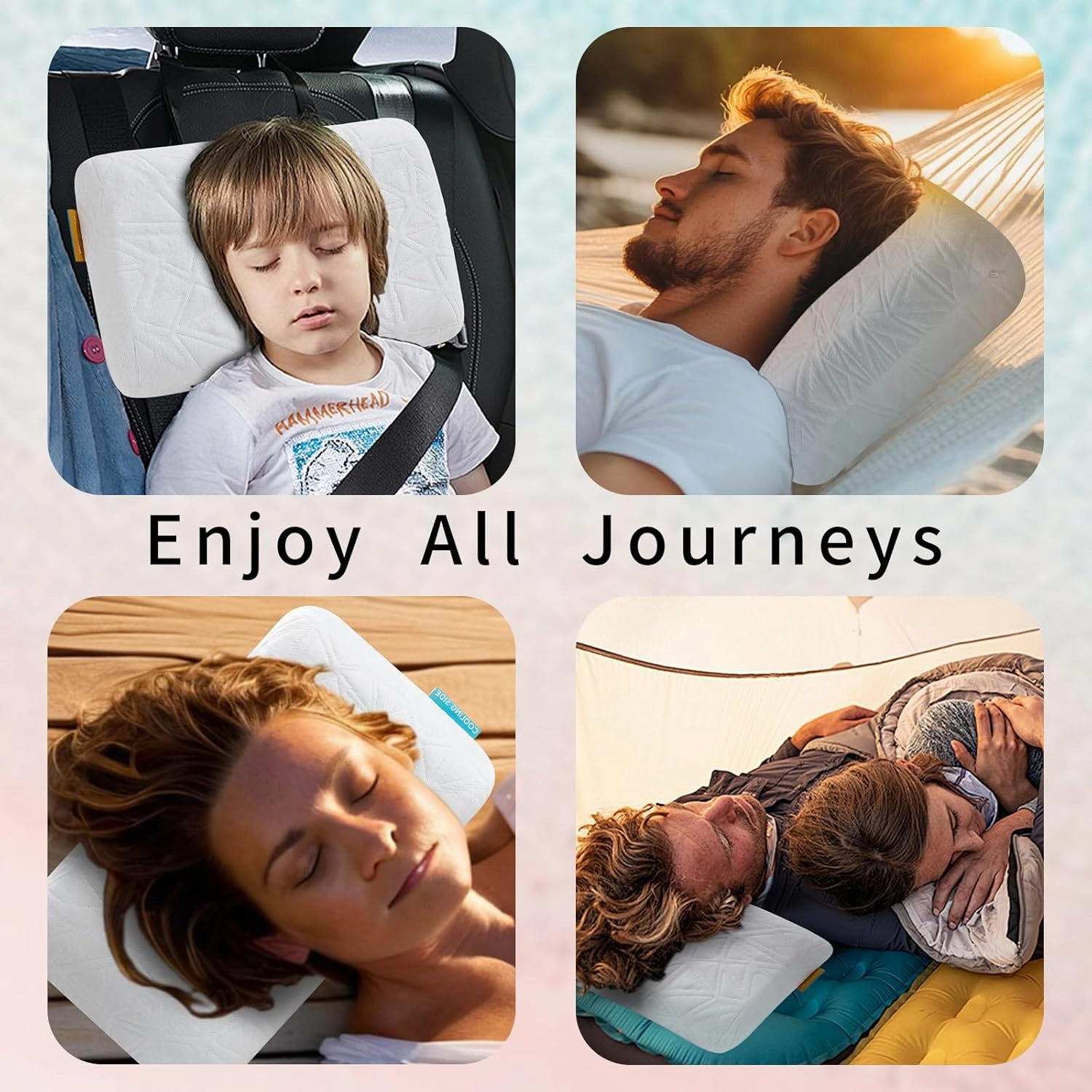 Small Cooling Gel Memory Foam Camping Pillow Travel - Contoured Support -Compressible Pillow Ideal for Backpacking, Camping, Travel, Car, Airplane,Office Nap
