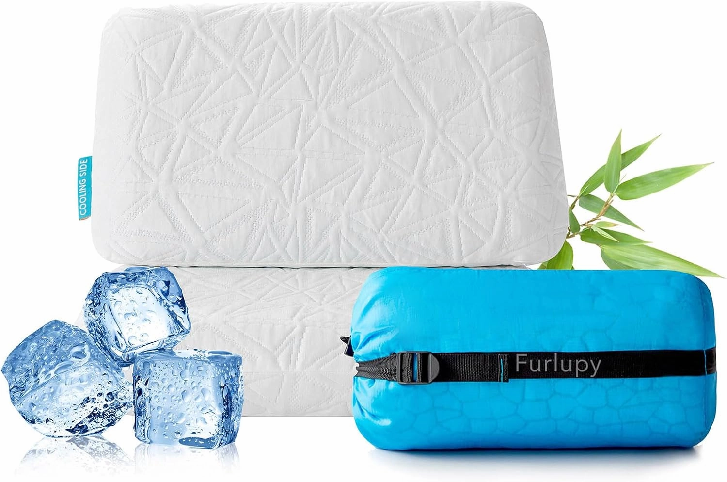 Small Cooling Gel Memory Foam Camping Pillow Travel - Contoured Support -Compressible Pillow Ideal for Backpacking, Camping, Travel, Car, Airplane,Office Nap