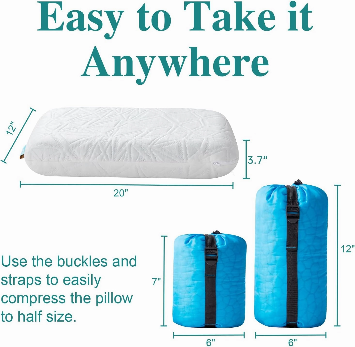 Small Cooling Gel Memory Foam Camping Pillow Travel - Contoured Support -Compressible Pillow Ideal for Backpacking, Camping, Travel, Car, Airplane,Office Nap