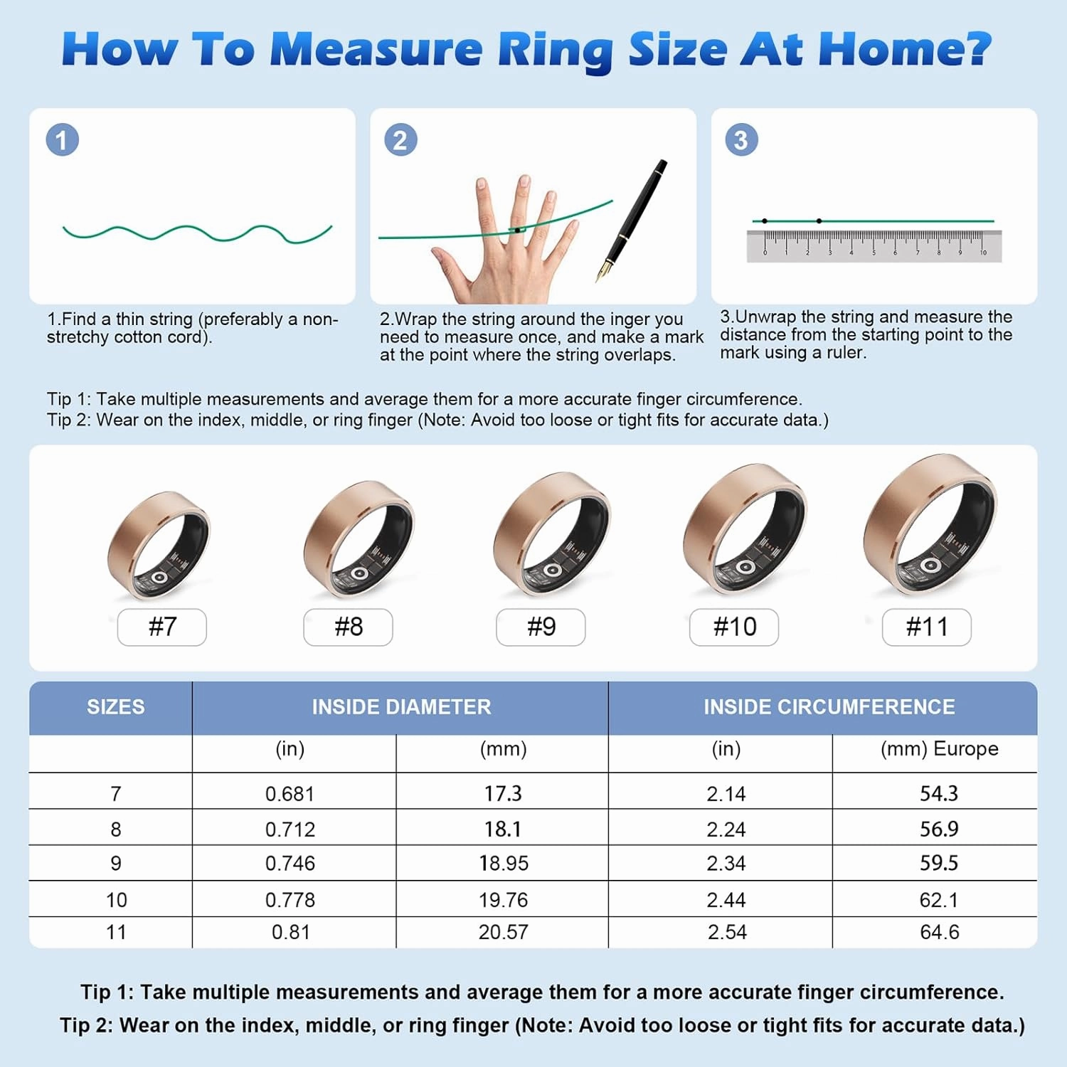Smart Ring Health Fitness Tracker Women Men 8#(18.1mm)