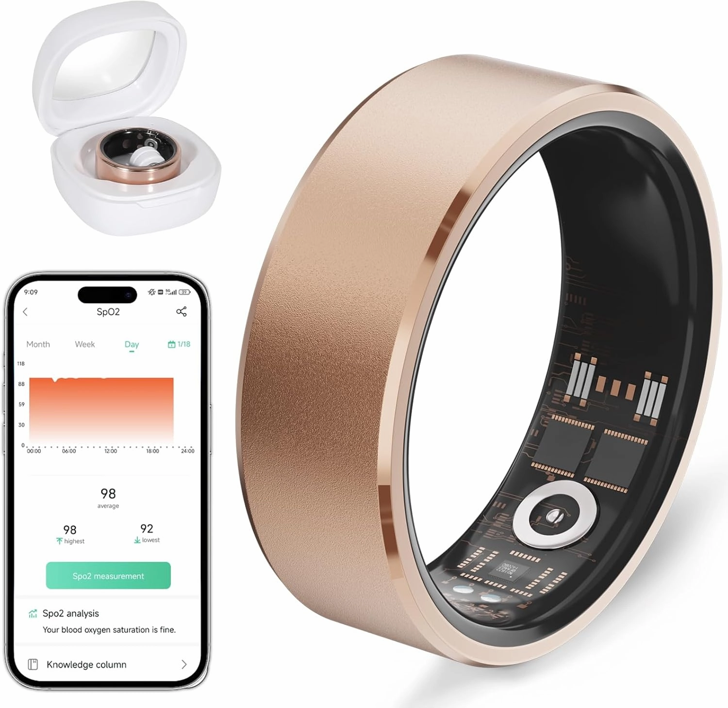 Smart Ring Health Fitness Tracker Women Men 8#(18.1mm)