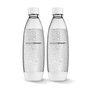 sodastream - Carbonating Bottles | Store even more fizzy drink favorites in your fridge | Dishwasher Safe | Slim Design: Fits in most car cup holders | 34 Fl Oz | Pack of 2 | White