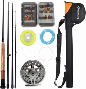 Sougayilang Saltwater Freshwater Fly Fishing Rod with Reel Combo Kit