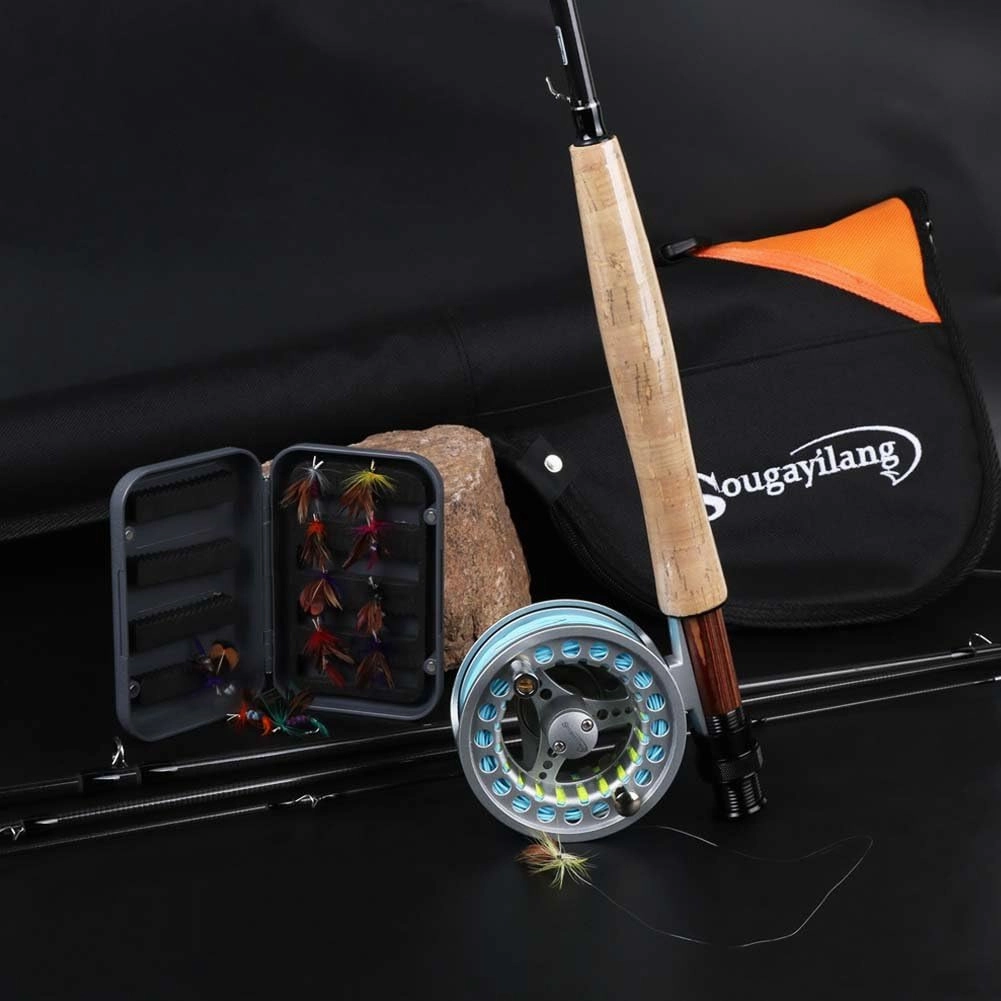 Sougayilang Saltwater Freshwater Fly Fishing Rod with Reel Combo Kit