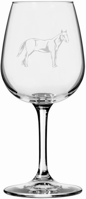 Standardbred Body Horse Themed Etched All Purpose 12.75oz Wine Glass