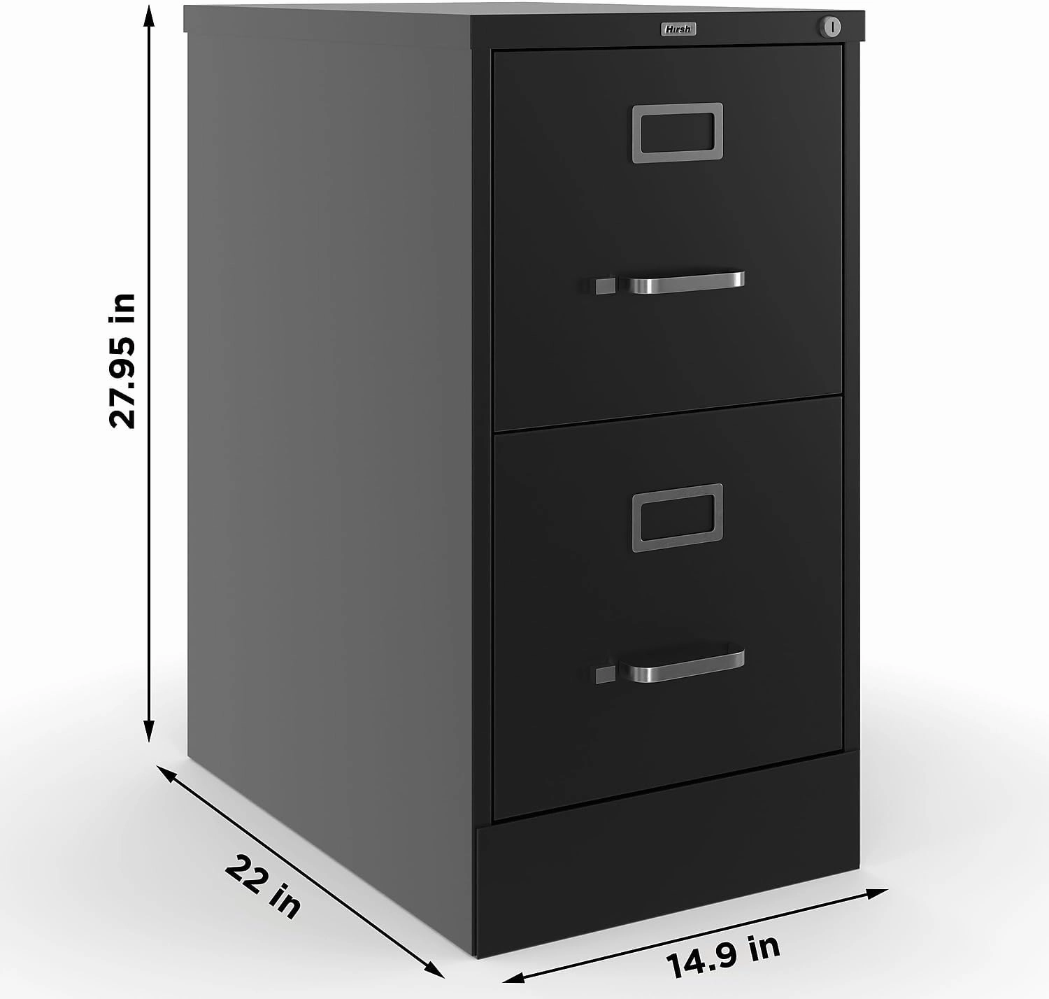 STAPLES 2-Drawer Vertical File Cabinet, Letter Size Documents, Lockable, 22" D x 15" W x 28.38" H, Black