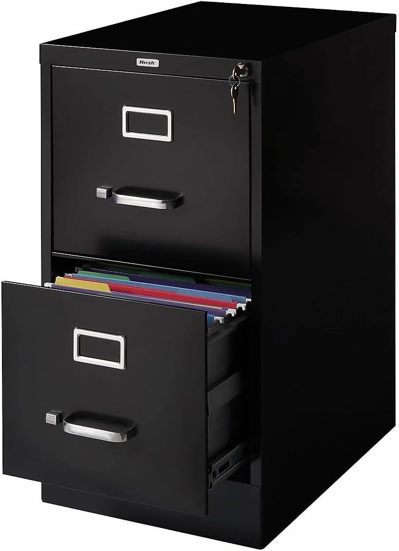 STAPLES 2-Drawer Vertical File Cabinet, Letter Size Documents, Lockable, 22" D x 15" W x 28.38" H, Black