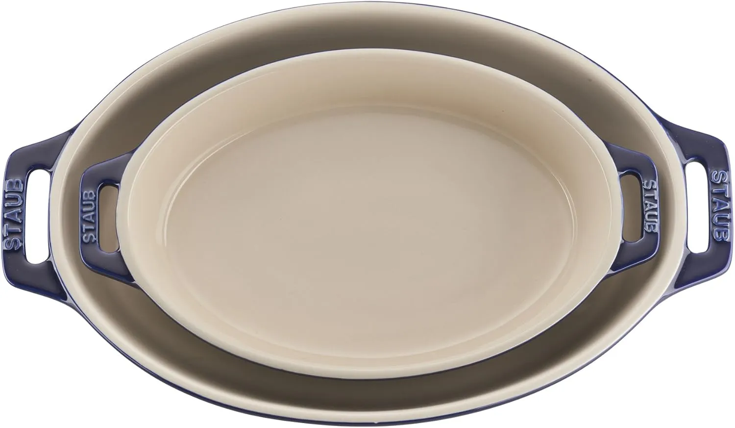 STAUB Ceramics Oval Baking Dish Set, 2-piece, Dark Blue